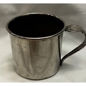 Oneida Tudor Silver Plate Baby Cup Ornate Bent Stemware Silverware Handle VTG
